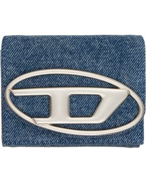 DIESEL 1Dr Denim Trifold Wallet - Blue
