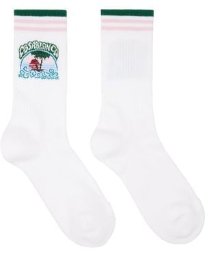 CASABLANCA Palm Tree Emblem Socks - White