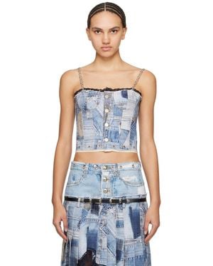 ANDERSSON BELL Trompe L'Œil Denim Tank Top - Black