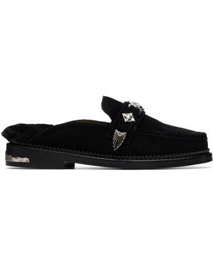 Toga Suede Fur Slip-On Loafers - Black