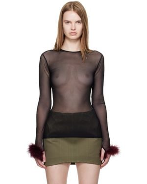 Mugler Marabou Mesh T-Shirt - Black