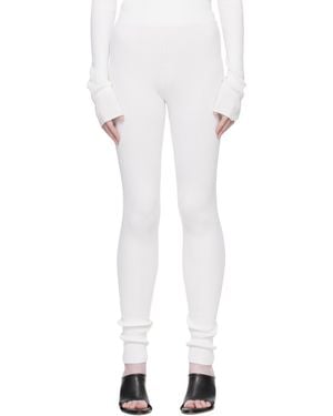 Rier Off- Fine Rib Silk Longjohn Leggings - White