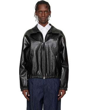 Courreges Vinyl Zipped Bomber Jacket - Black