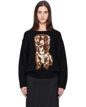 OPEN YY Shaggy Jacquard Dog Jumper - Black