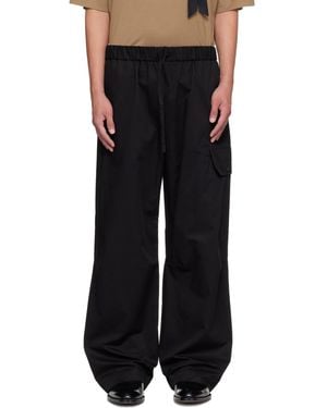 Simone Rocha Drawstring Knee Pleat Cargo Trousers - Black