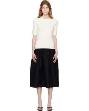 TOTEME Off- & Twinflower Tee Midi Dress - Black