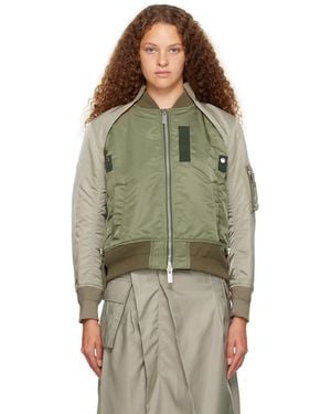 Sacai Khaki Convertible Bomber Jacket - Green