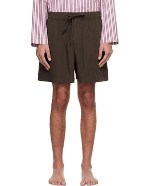 Tekla Poplin Pyjama Shorts - Brown