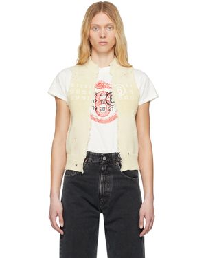 MM6 by Maison Martin Margiela Off- Open Cut Printed Vest - Black