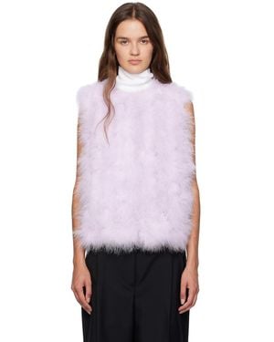 Yves Salomon Cropped Feather Vest - Purple