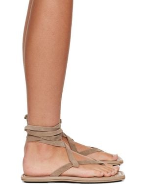 St. Agni Taupe Suede Tie Up Sandals - Brown