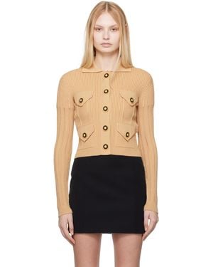 Balmain タン クロップド リブ ニットカーディガン - ブラック