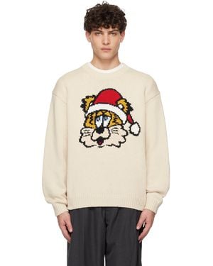 KENZO Verdyエディション オフホワイト Paris インターシャ セーター - ブラック