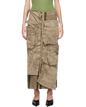 Y. Project Khaki Cargo Pocket Midi Skirt - Natural
