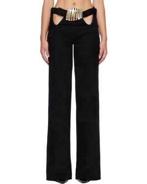 Jean Paul Gaultier 'The Curved Suede' Pants - Black