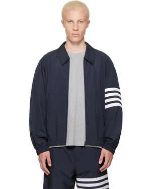 Thom Browne Blouson D'Entraineur Bleu Marine En Tissu Antidéchirures À Manches Raglan