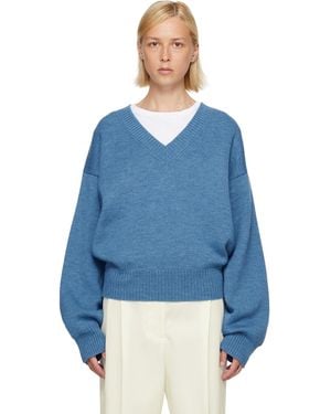Rohe V-Neck Knitted Sweater - Blue