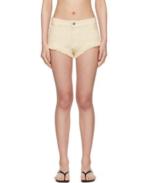 The Attico Off- Fringed Denim Shorts - Natural