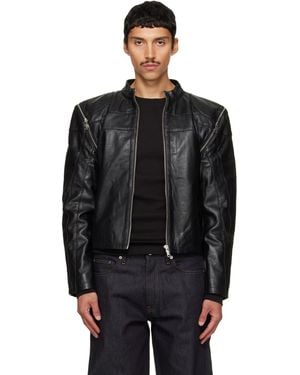 DEADWOOD Dita Detachable Sleeves Leather Jacket - Black