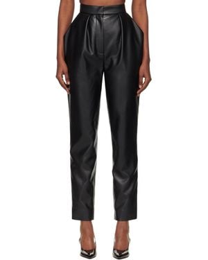 Balmain High-Waisted Faux-Leather Pants - Black
