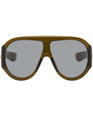 Bottega Veneta Khaki Scudo Shield Sunglasses - Grey