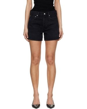 Agolde Parker Long Denim Shorts - Black