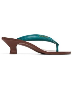 Versace Sophie Rubber Thong Heeled Sandals - Green
