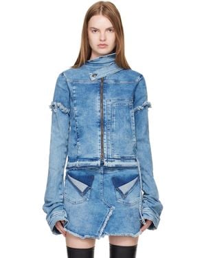 OTTOLINGER Drape Collar Denim Jacket - Blue