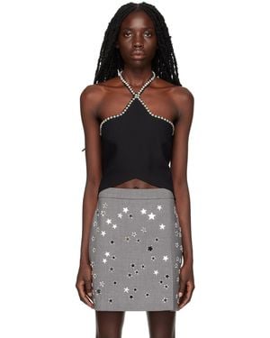 MSGM Black Star Halter Top