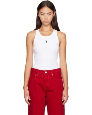 Ami Paris Cotton Ami De Coeur Tank Top - Red