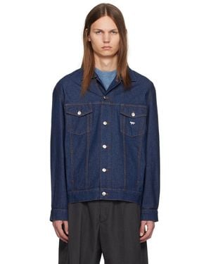 Maison Kitsuné Embroidered Logo Denim Jacket - Blue