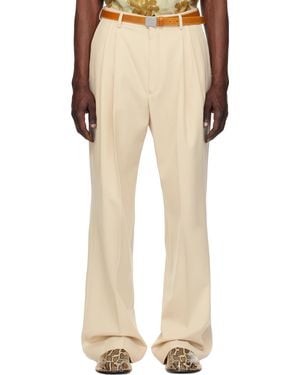 Dries Van Noten Wool Straight Trousers - Natural