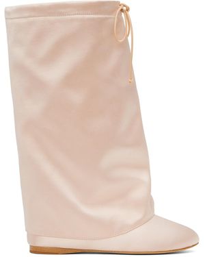 PRAYING Satin Knee-High Ballet Boots - Natural