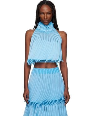 Alaïa Cups Nylon Knit Tapered Top - Blue
