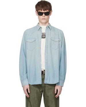 RRL Slim Fit Chambray Western Shirt - Blue