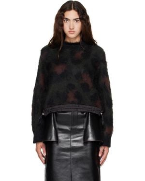 Sacai Leopard Mohair Knit Pullover Sweater - Black