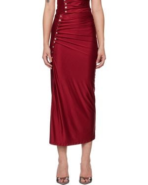 Rabanne レッド Drapé Pression スリット ミディアムスカート