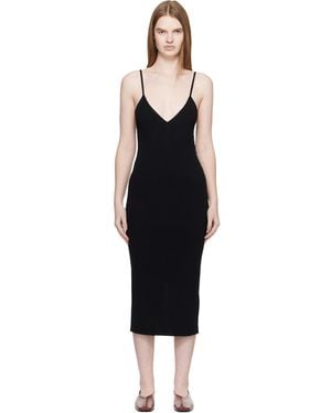 Jil Sander Merino Wool Fine Rib Midi Dress - Black