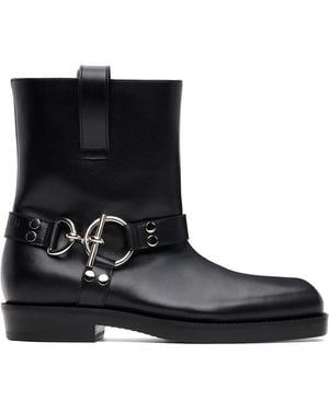 Balmain T-Bar Calfskin Ankle Boots - Black
