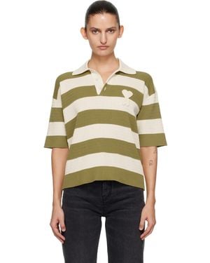 Ami Paris Off- Short Sleeves 'ami De Coeur' Polo - Multicolor