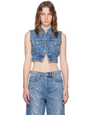 Alexander Wang Indigo Shrunken Denim Trucker Vest - Blue