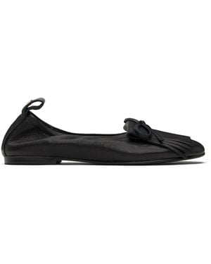 OPEN YY Bun Fringe Ballerina Flats - Black