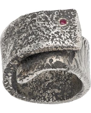 Title Of Work Fold Over Ruby Ring - Grey