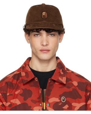 A Bathing Ape Ape Head Corduroy Cap - Red