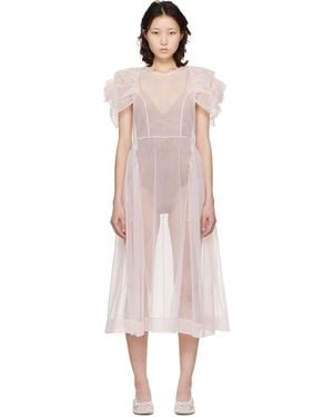 Simone Rocha Rose Puff Sleeve Hip Midi Dress - Black