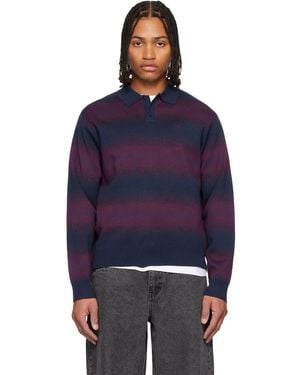 Dime Striped Rugby Jumper - Blue