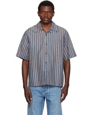 Bottega Veneta Bold Cotton Linen Stripe Shirt - Blue