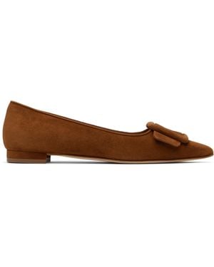 Manolo Blahnik Tan Maysale Pump Ballerina Flats - Black