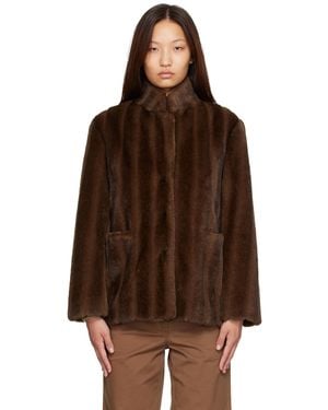 NOTHING WRITTEN Misha Faux Fur Jacket - Brown