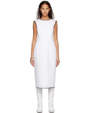 Raf Simons White Distressed Denim Midi Dress - Black